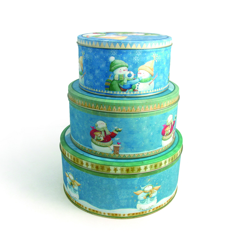 Set of round food tin boxes
